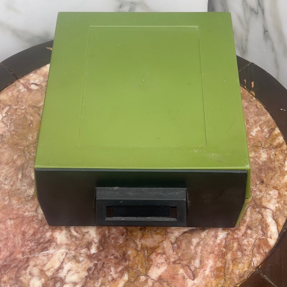 Avocado Green 8-Track Tape Storage Case Retro Plastic Drawer Organizer vintage